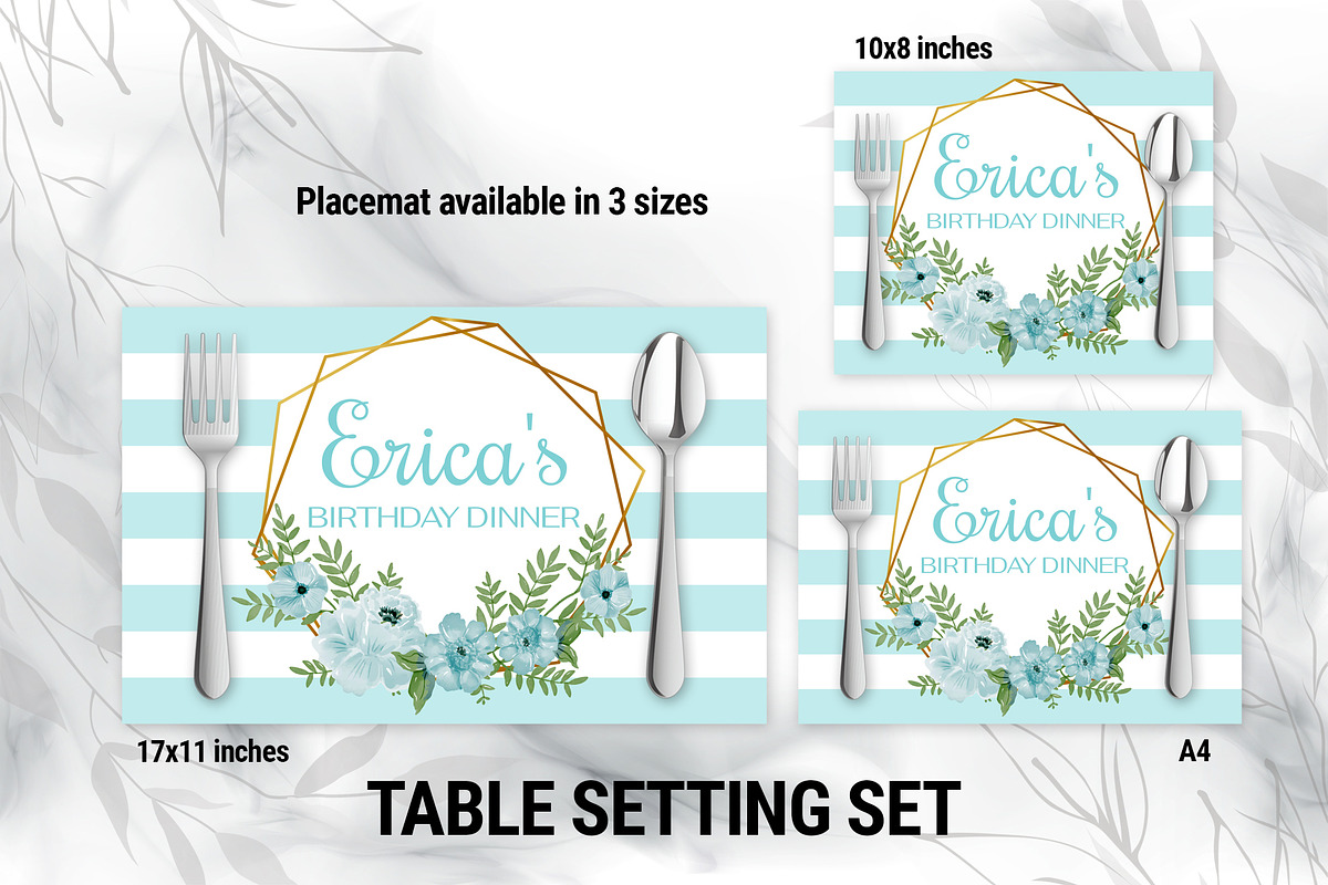 Floral Stripes Table Setting Set, a Templates & Theme by DickyJiang Illustrations (Photo 3 of 3)