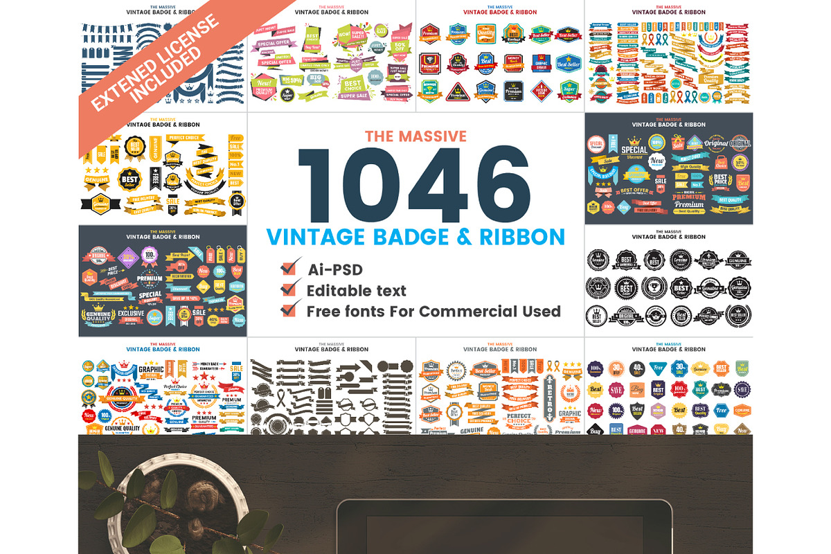 1046 VINTAGE BADGE & RIBBON, a Branding & Logo Template by Toonsteb (Photo 18 of 19)