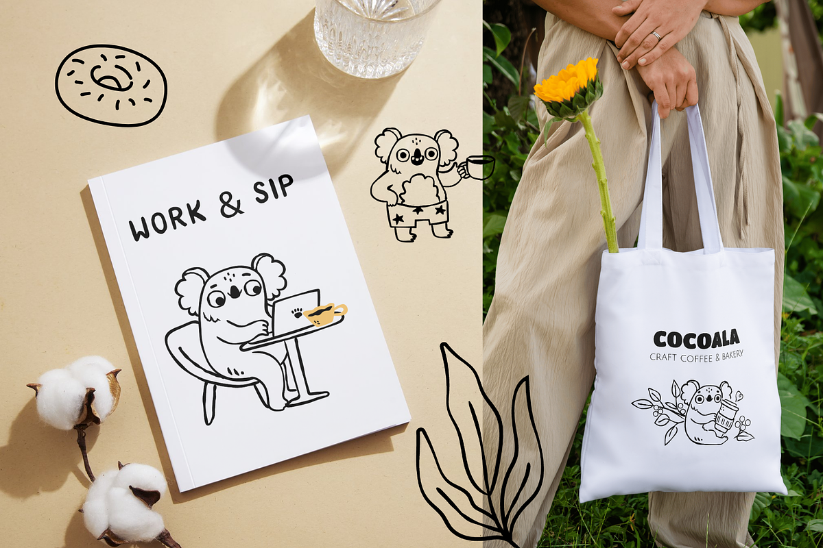 Mascot logo & coffee shop line art, a Graphic by Heartwarming Art (Photo 7 of 12)