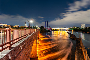 Stone Arch Bridge and Mississippi, an Architecture Photo by Leonid Andronov