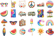 Groovy Summer Sublimation Clipart, an Illustration by Sublimation Artist (Thumbnail 2 of 6)