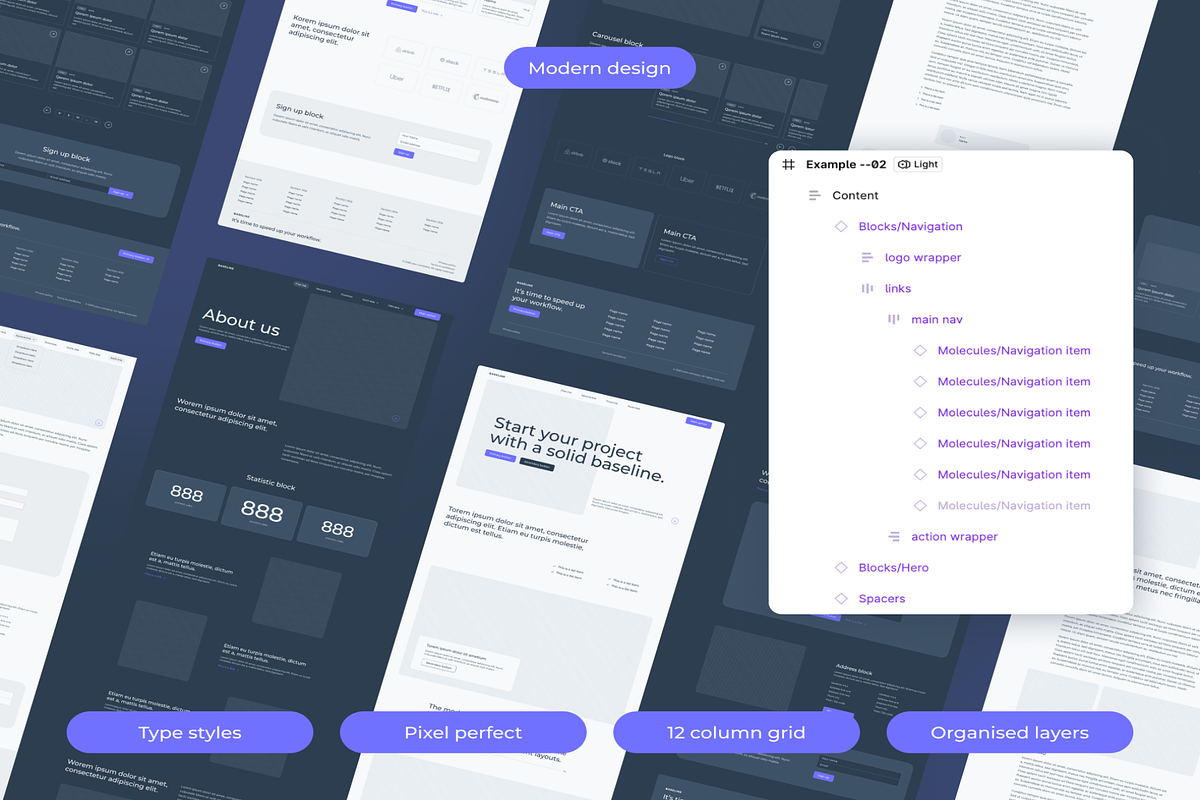 Baseline desktop wireframe kit, an UI Kit Template by Digital_Fantasies