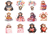 Valentines Monkey Doodles Clipart, an Illustration by Design Market (Thumbnail 2 of 3)