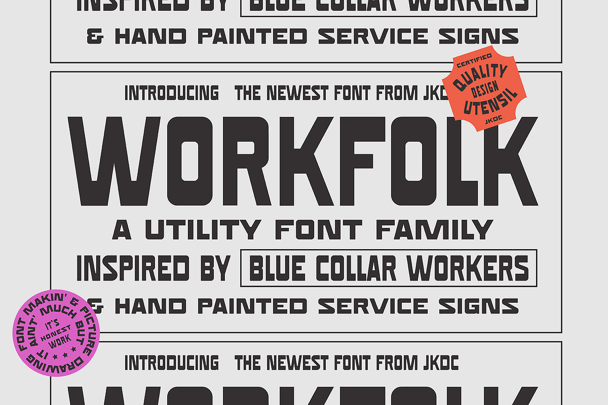 Workfolk - A Vintage Utility Font, a Font by JK Design Co. (Photo 1 of 8)
