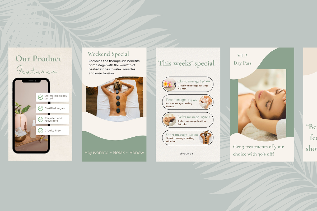 Spa-Wellness Canva Instagram templates preview 5
