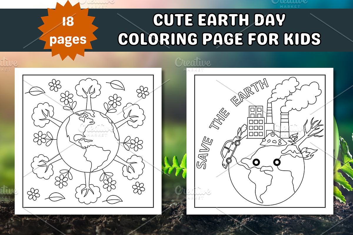 Cute Earth Day Coloring Page, an Education Illustration by Salaly (Photo 5 of 6)