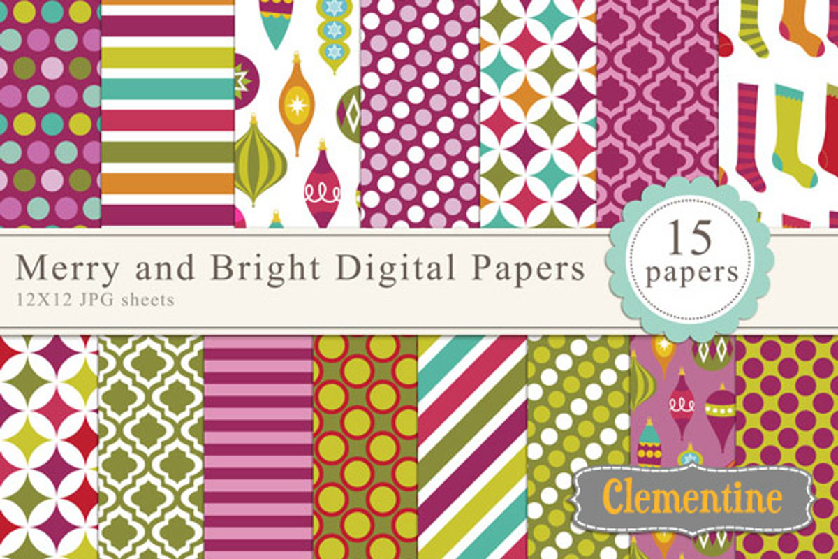 Merry and Bright Digital Papers