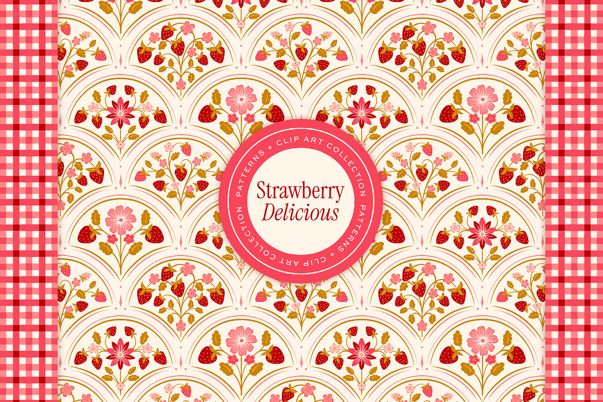 Strawberry Patterns & Clip Art, a Pattern Graphic by Eclectic Anthology (Photo 1 of 12)