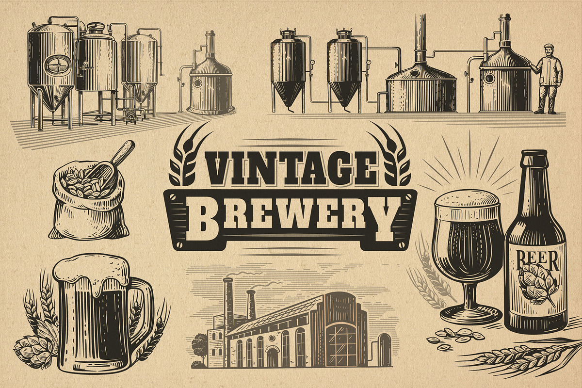 Vintage brewery. Alcohol production., a Food Illustration by bioraven (Photo 1 of 15)