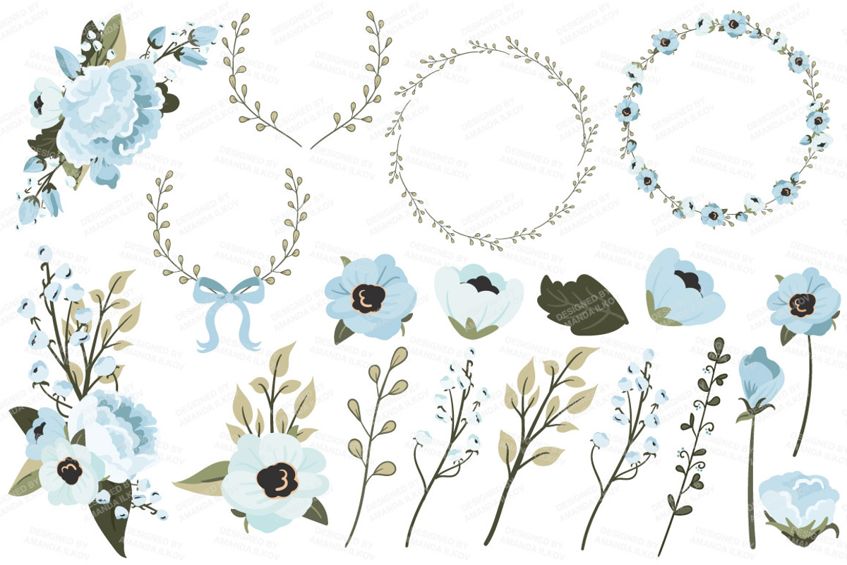 Soft Blue Vector Bicycle & Flowers, an Illustration by Amanda Ilkov (Photo 4 of 5)