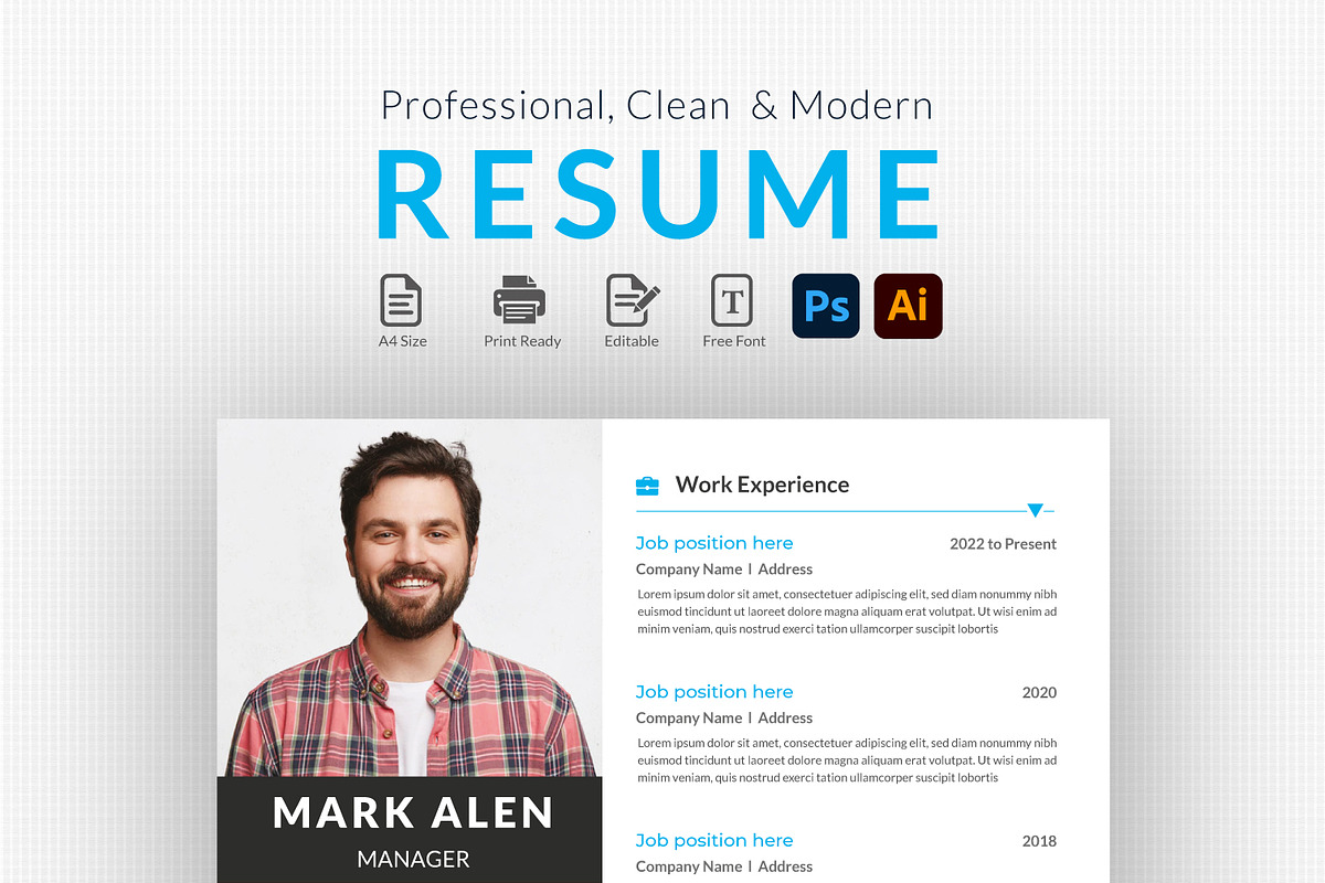 Professional Resume/CV Template, a Resume Template by designSultan (Photo 1 of 3)