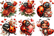 Cute Ladybug Valentine Clipart, an Illustration by DreamArtGraphic (Thumbnail 5 of 5)