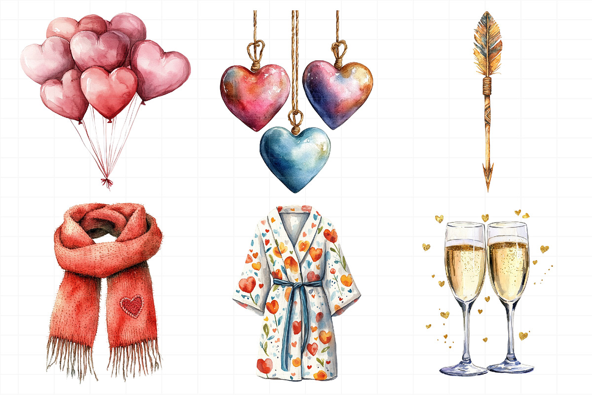 Boho Valentine’s Day Clipart, an Illustration by Daily.Designs (Photo 8 of 8)