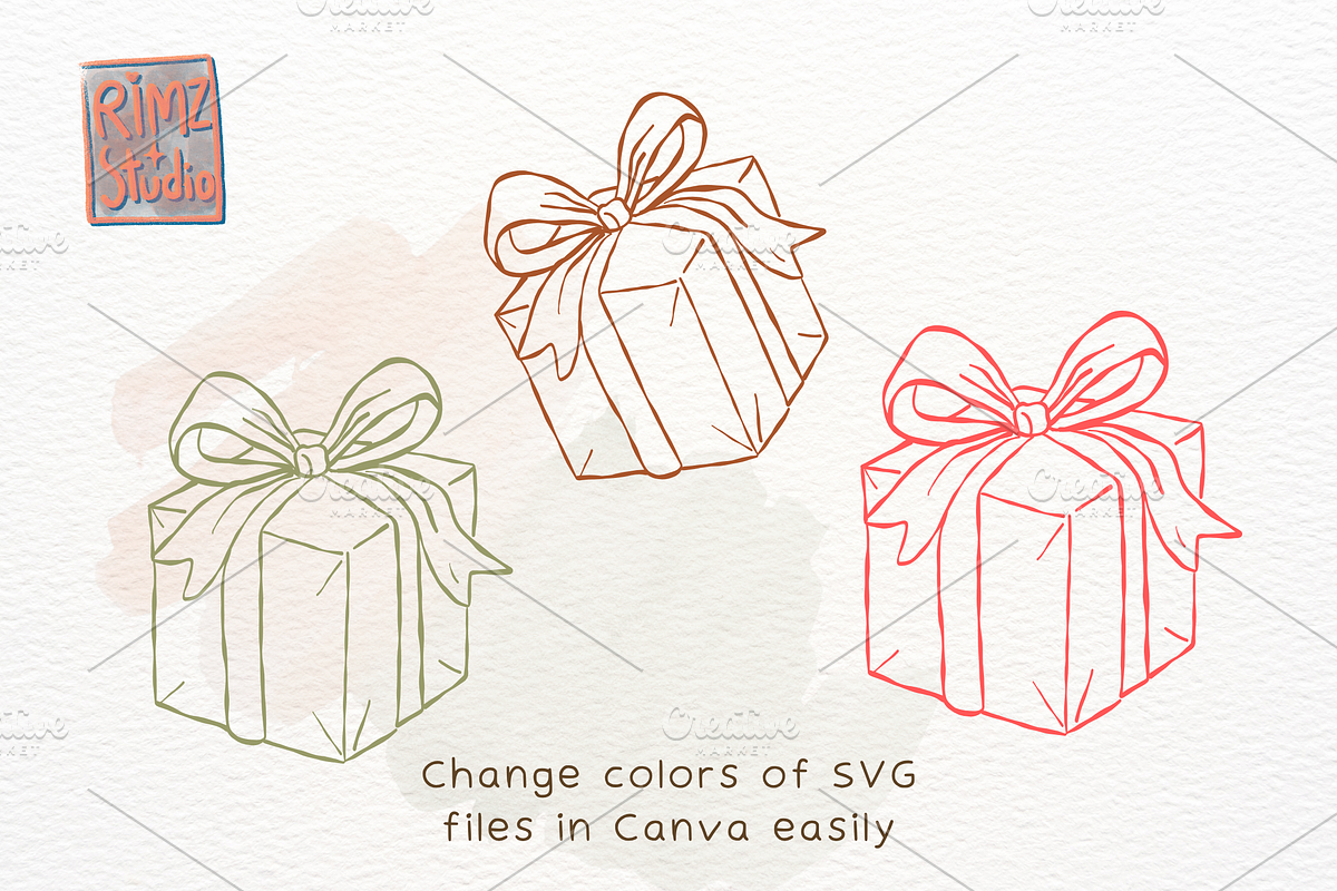 Hand-Drawn Christmas GIFT BOX SVG, an Object Illustration by RimzStudio (Photo 2 of 8)