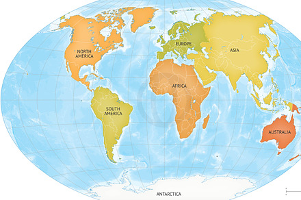 Vector map of world continents