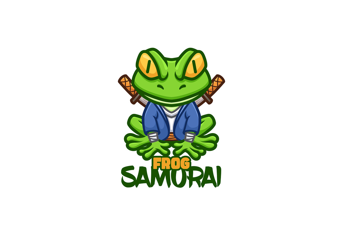Frog Samurai Cartoon Mascot Logo, a Branding & Logo Template by Gumrega Studio