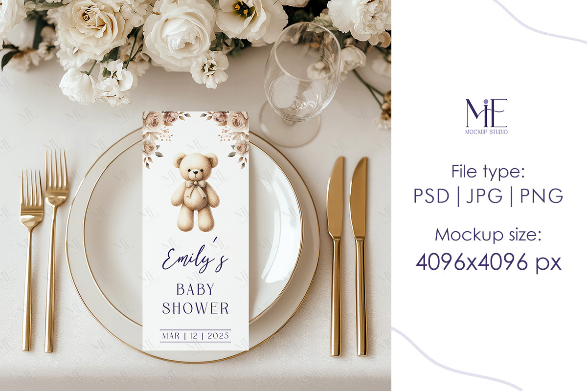 4x9 Menu Card PSD, Wedding Program, a Mockup by Mie Mockup Studio (Photo 4 of 9)