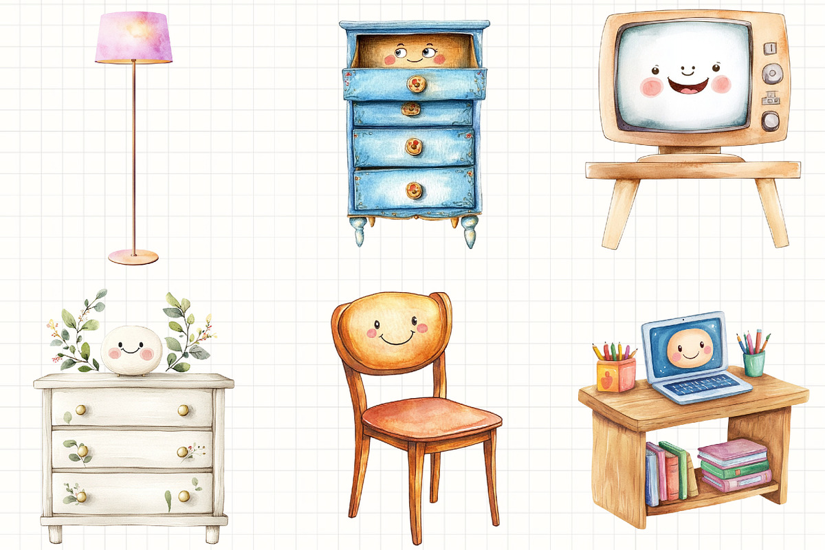 Watercolor Home Furniture Clipart, an Illustration by Libby Wishes (Photo 5 of 7)