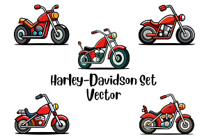 Harley-Davidson Set Vector, a Transportation Illustration by Awieee1