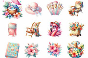 Watercolor Girly Summer Clipart, an Illustration by Designking (Thumbnail 2 of 5)