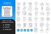 Hotel minimalist outline icon set, an Outline Icon by Icons (Thumbnail 2 of 3)