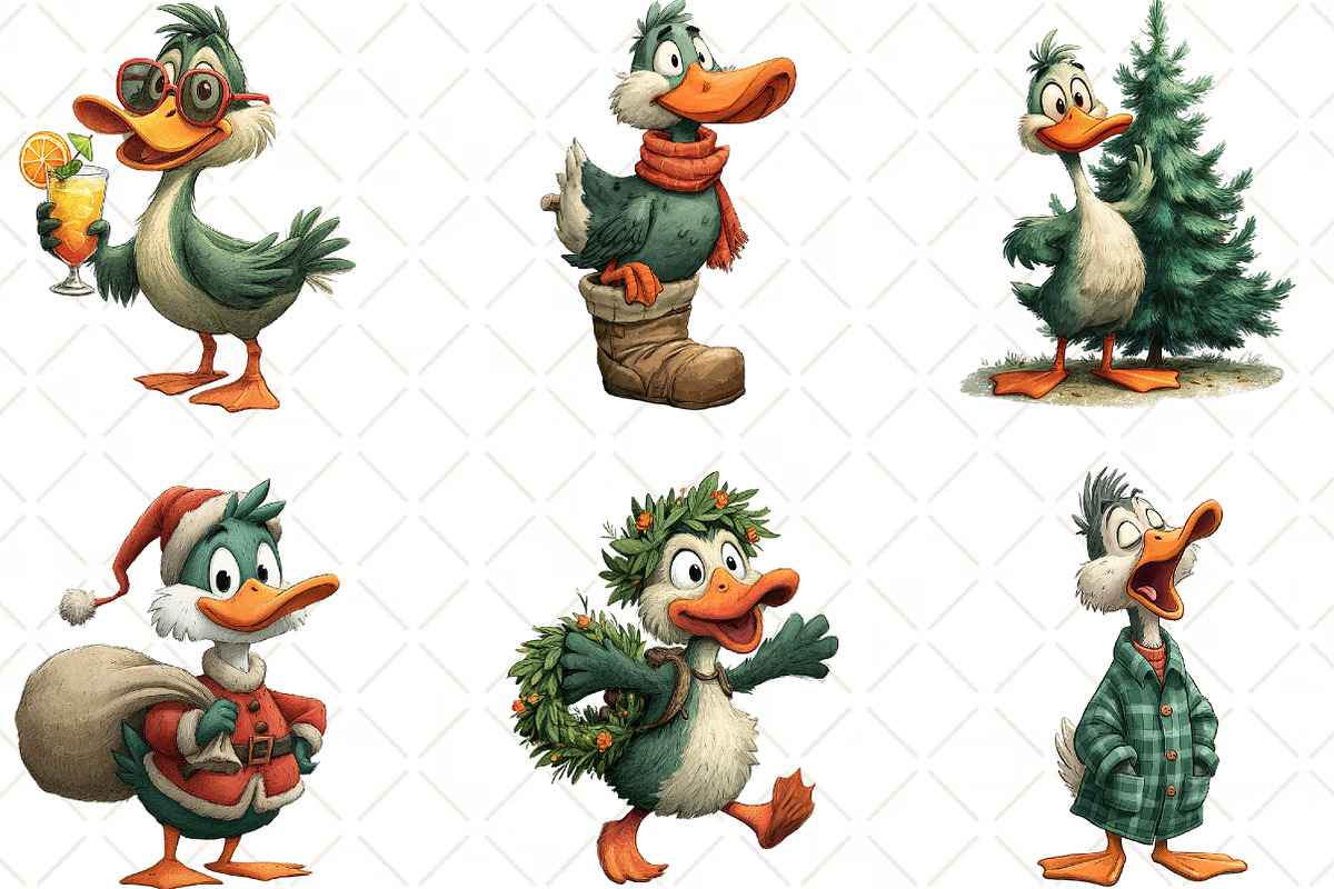 Quirky Christmas Duck Clipart PNG, an Illustration by Black Bird Studio (Photo 5 of 6)