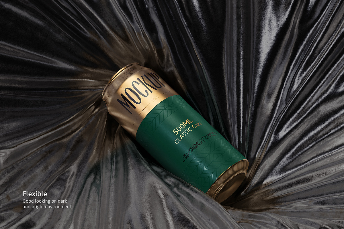 500ml Can Mockup | Foil Scene, a Packaging Mockup by AY Mock-Ups