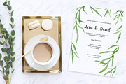 Leafy Watercolor Wedding Invitation, an Invitation Template by Love Design (Thumbnail 2 of 7)