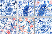 Blue White Chinoiserie Pattern, a Pattern Graphic by Black Bird Studio (Thumbnail 4 of 5)