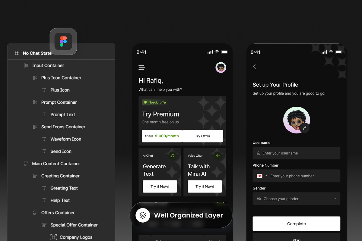 Mirai AI - AI Chat Mobile App, a Websites & App Template by SLAB! Design (Photo 2 of 4)