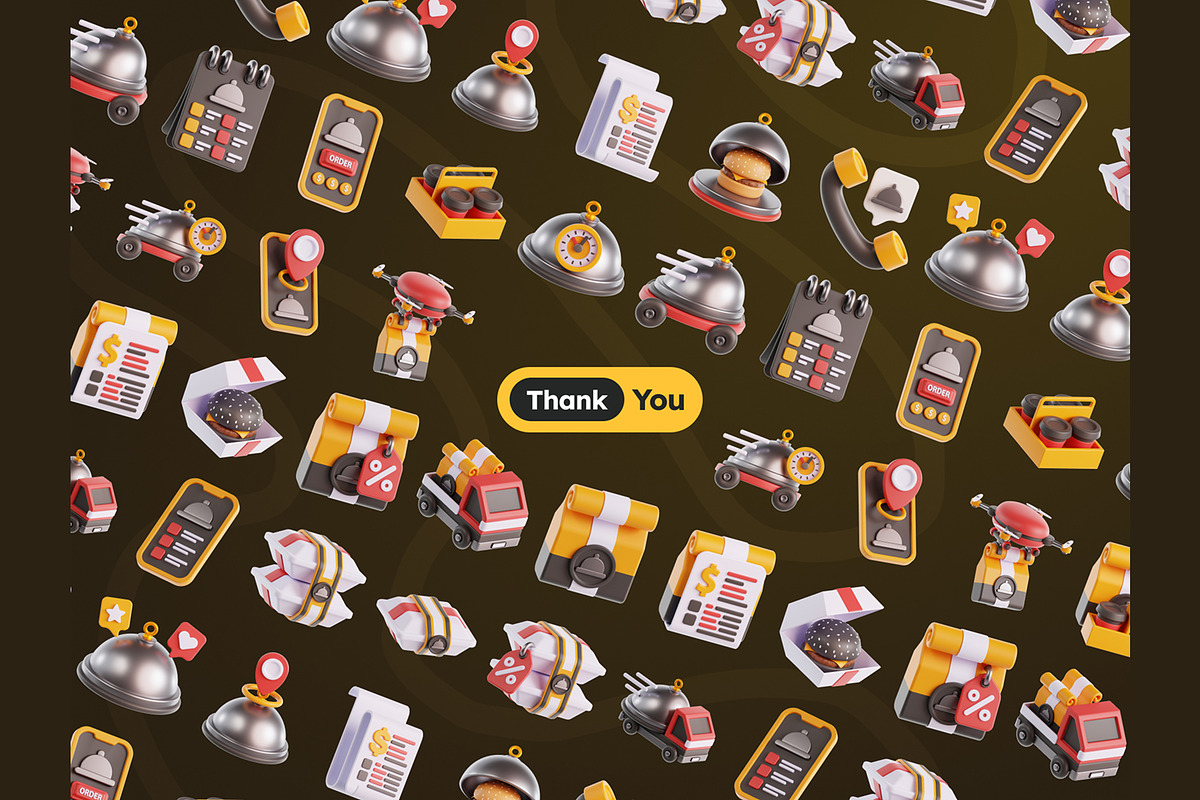 Food Delivery 3D Icons, an Object 3D Model by Rakata Studio (Photo 6 of 7)