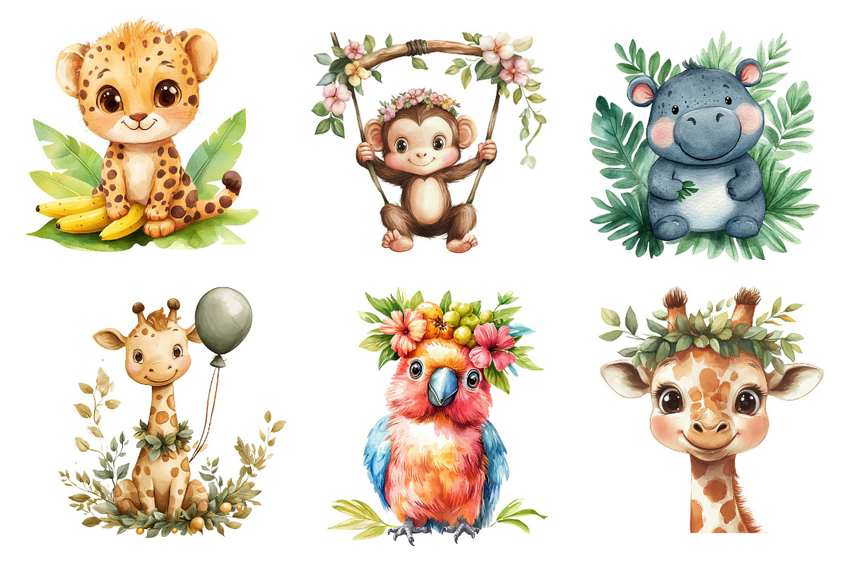 Baby Safari Png, Baby Jungle Animals, an Illustration by CreationArt (Photo 4 of 5)