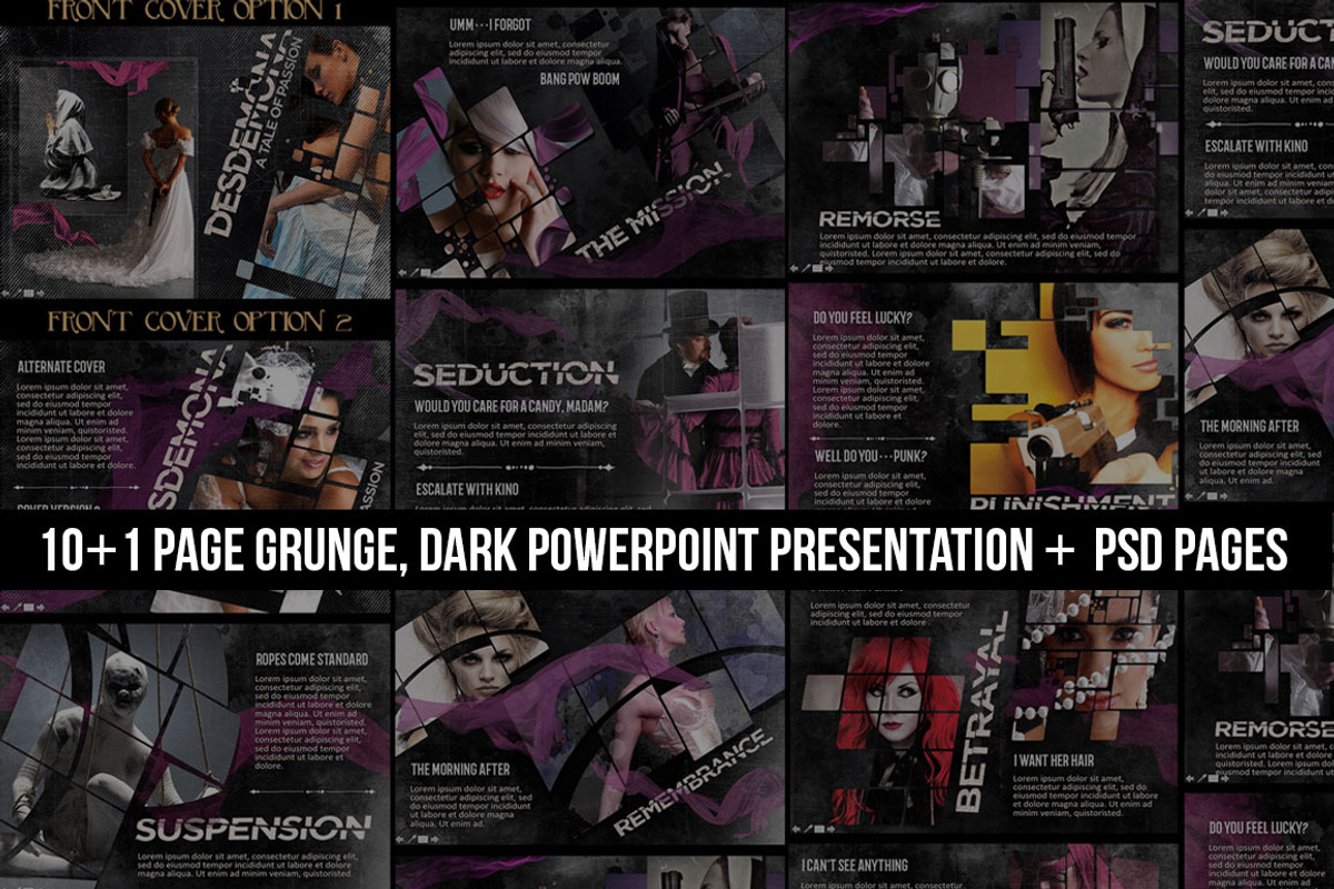 Grunge Dark Presentation Desdemona, a Presentation Template by the little wonder shop (Photo 3 of 15)