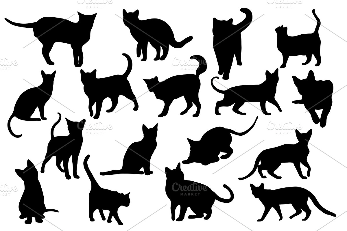 Cat silhouette vector set, a Graphic by Vectorwins Premium Shop (Photo 2 of 3)