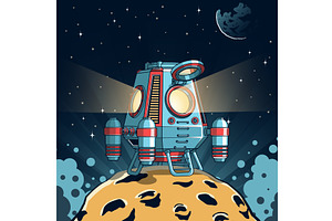 Retro Futuristic Space Lander On