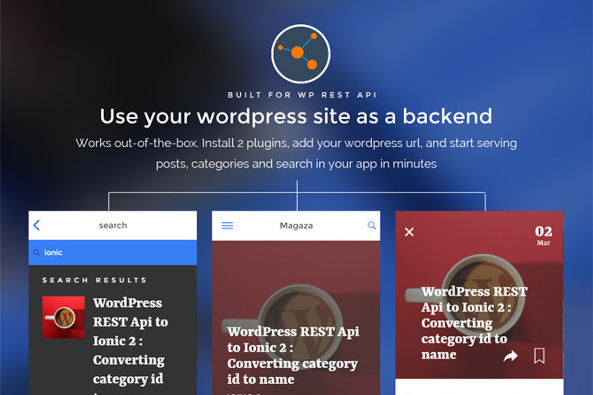 Magaza: WordPress managed Ionic2 app, a HTML Template by Audacitus (Photo 2 of 5)