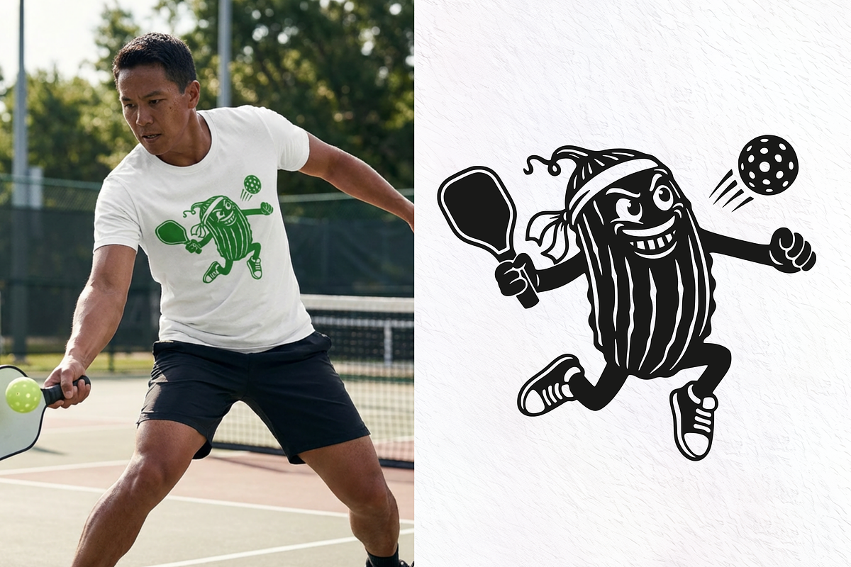 Pickleball SVG. Funny Pickle Mascot, a Sport Illustration by ClipArtRoom (Photo 4 of 6)