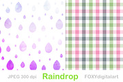 Rain drops digital paper watercolor, a Pattern Graphic by FOXYdigitalart (Thumbnail 3 of 6)