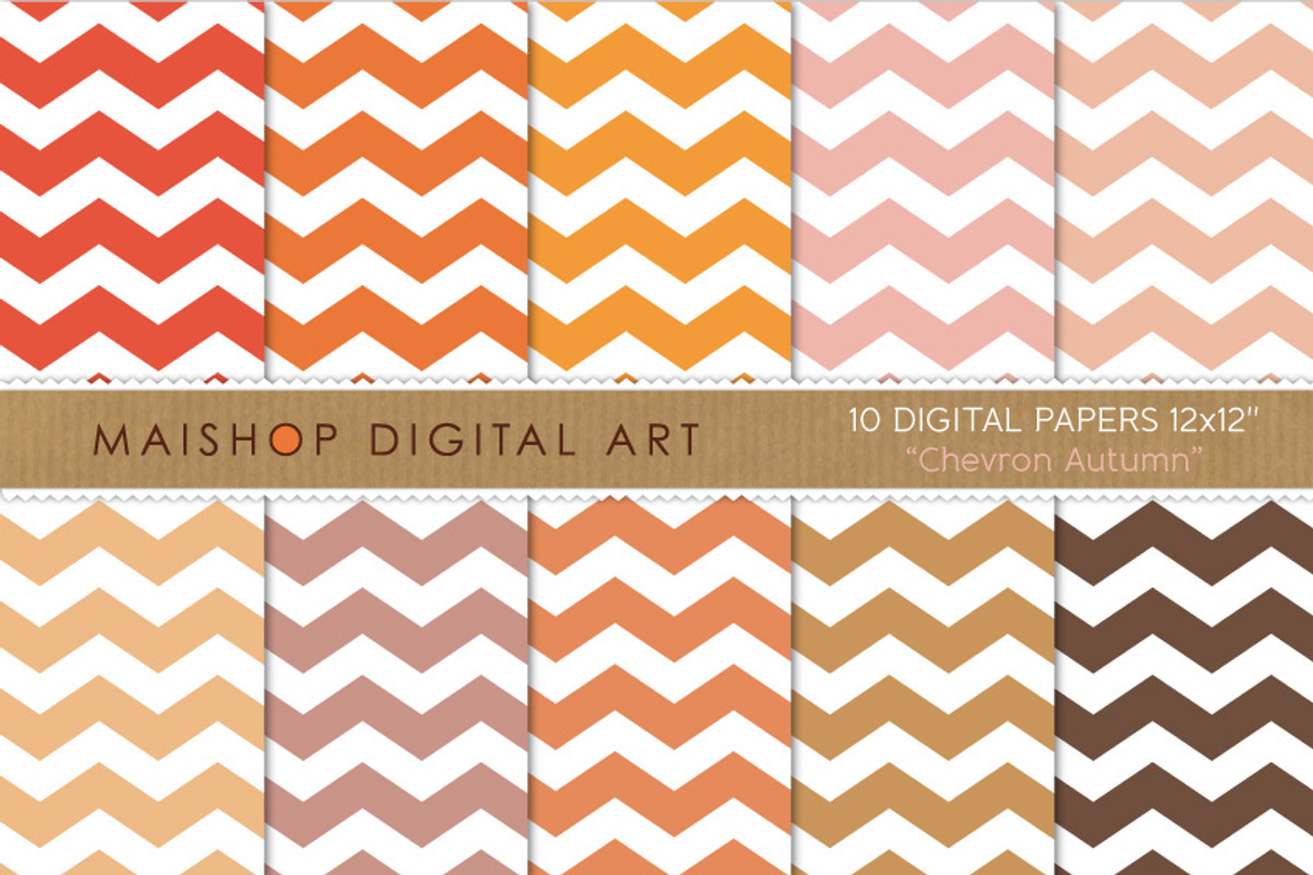 Digital Papers Chevron Autumn