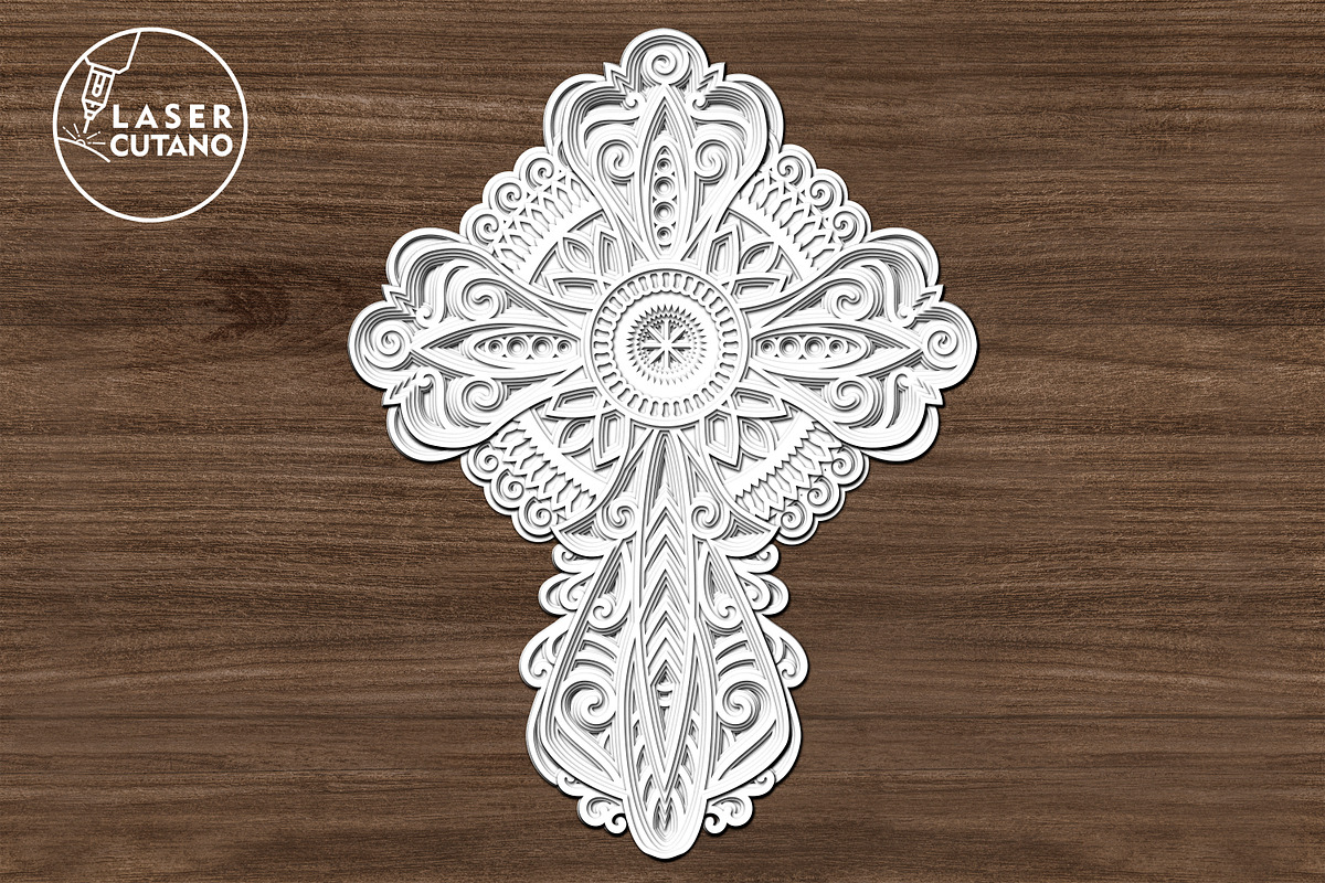 CROSS Multilayer Template,Wall Decor, a Design Template by LaserCutano (Photo 2 of 7)
