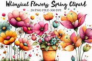 Whimsical Flowers Spring Clipart, an Illustration by Libby Wishes (Thumbnail 1 of 5)