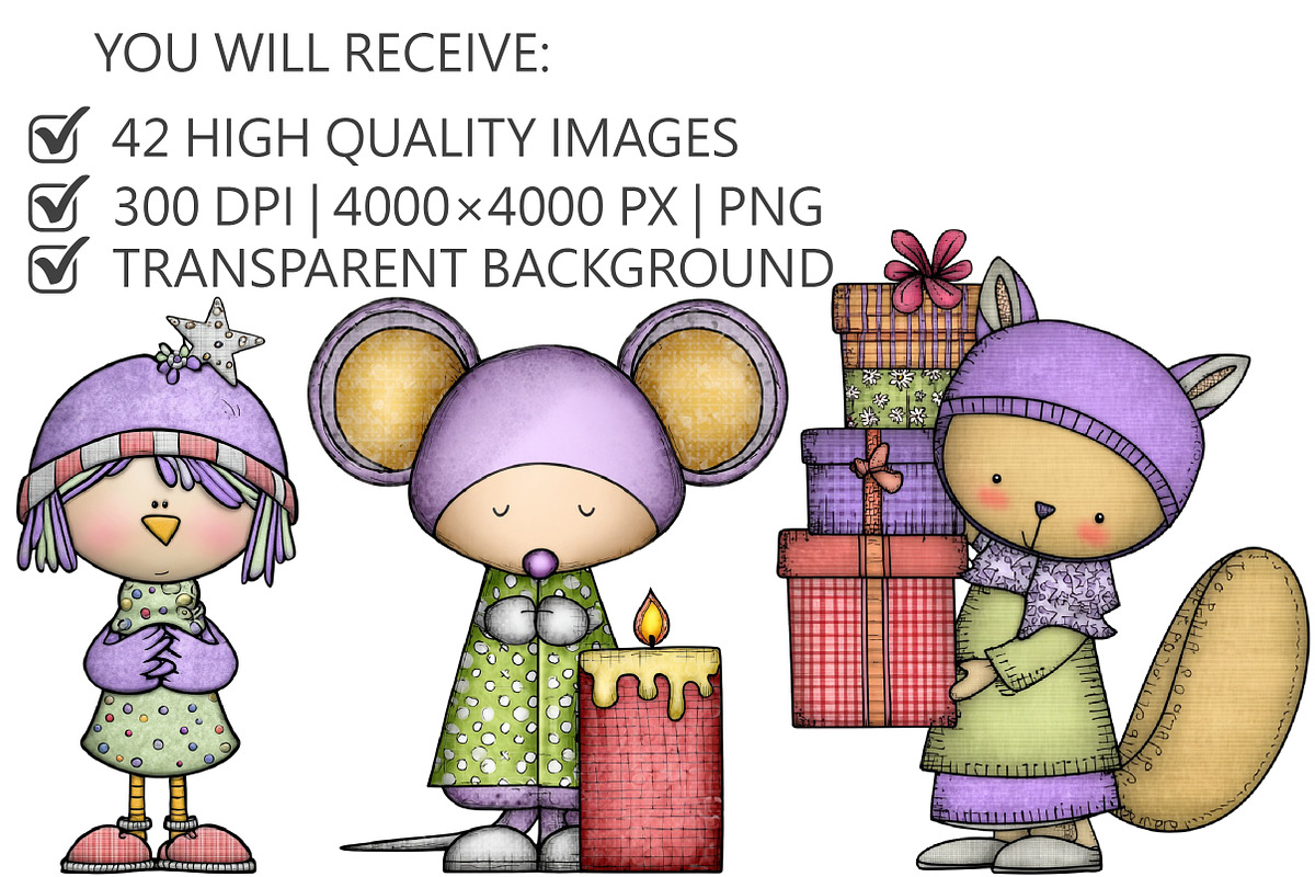 Whimsical Christmas Animal Clipart, an Illustration by Pixels.Craft (Photo 2 of 5)