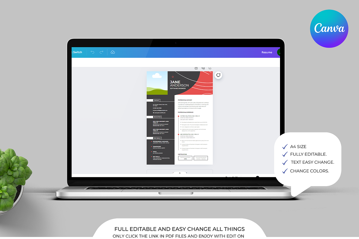 Resume - CV Template | Canva | Word, a Resume Template by Template Zone (Photo 4 of 5)