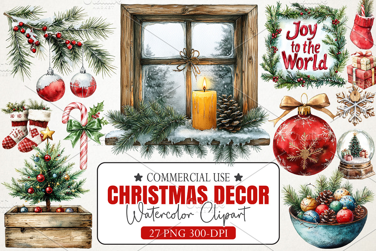 Christmas Decor Clipart, an Illustration by RobertsArt (Photo 1 of 7)