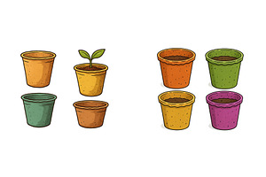 Colorful gardening pots with, an Object Illustration by ZinetroN