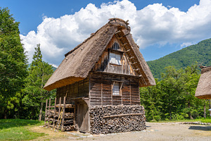 Traditional wooden house in the peaceful village of Shirakawa-go, an Architecture Photo by GoodGoods