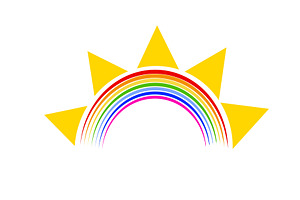 Logo rainbow and sun. hand drawn, an Illustration by Nenahliadava Design