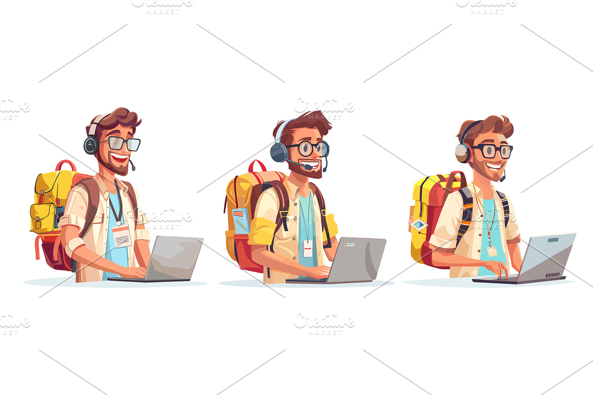 Travel consultant cartoon vector, a Person Illustration by Valerie Bodnar