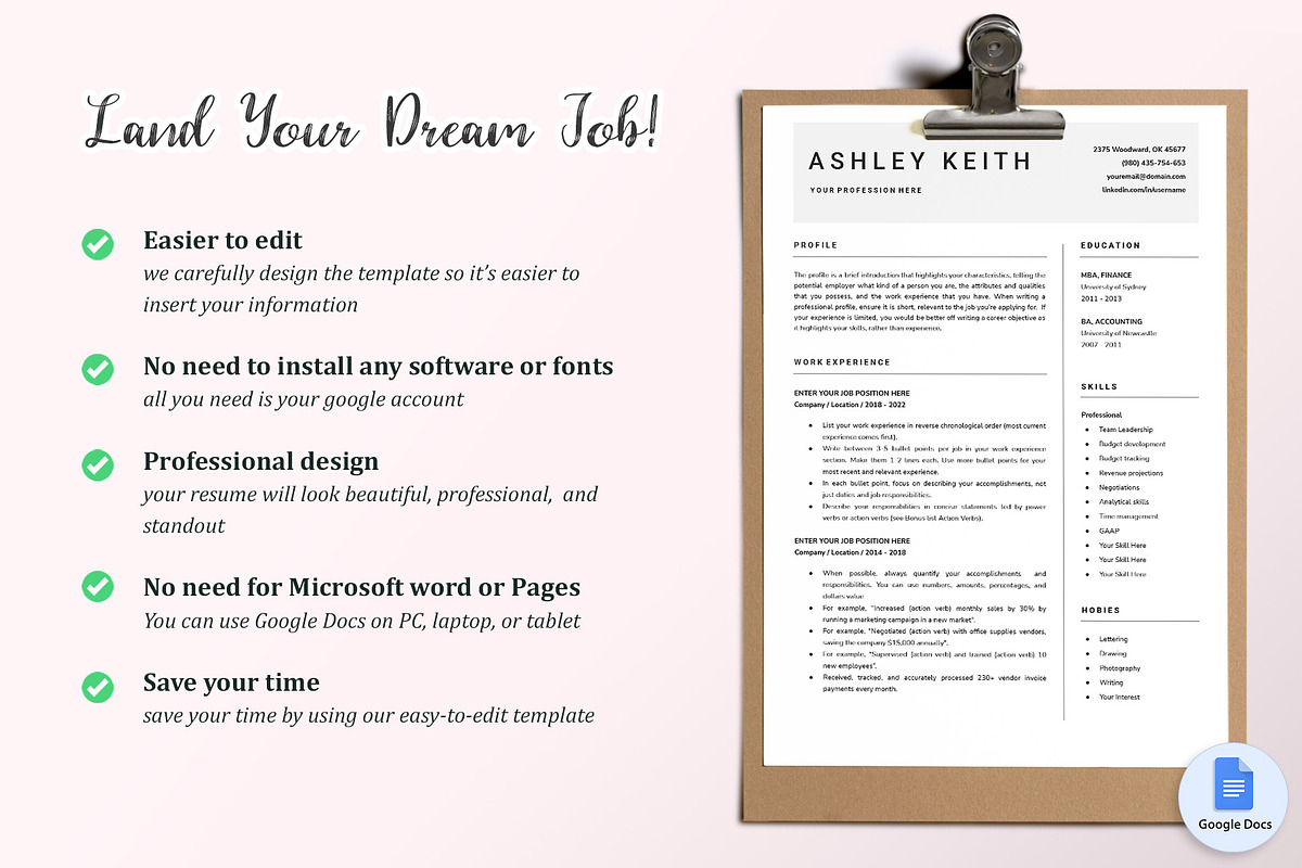 Google Docs Resume CV Template 05, a Resume Template by GResume (Photo 5 of 8)