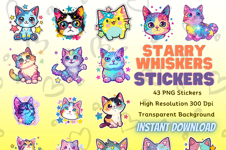 Starry Whiskers Sticker Set
